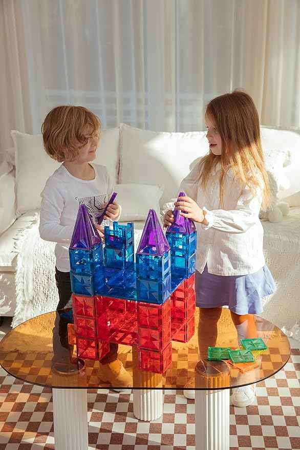 162PCS Premium Magnetic Tiles Set | STEM-Authenticated Magnetic Building Blocks | Educational Construction Toy for Kids Ages 3–8 (Boys & Girls)