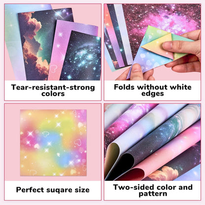 Dreamy Fantasy Origami Paper - 50 Sheets 6x6 Inches - Double-Sided Ethereal Patterns for Magic, Mythical & Celestial Crafts - for Adults, Kids & Artists, Ideal for Scrapbooking. - Crafty Corner