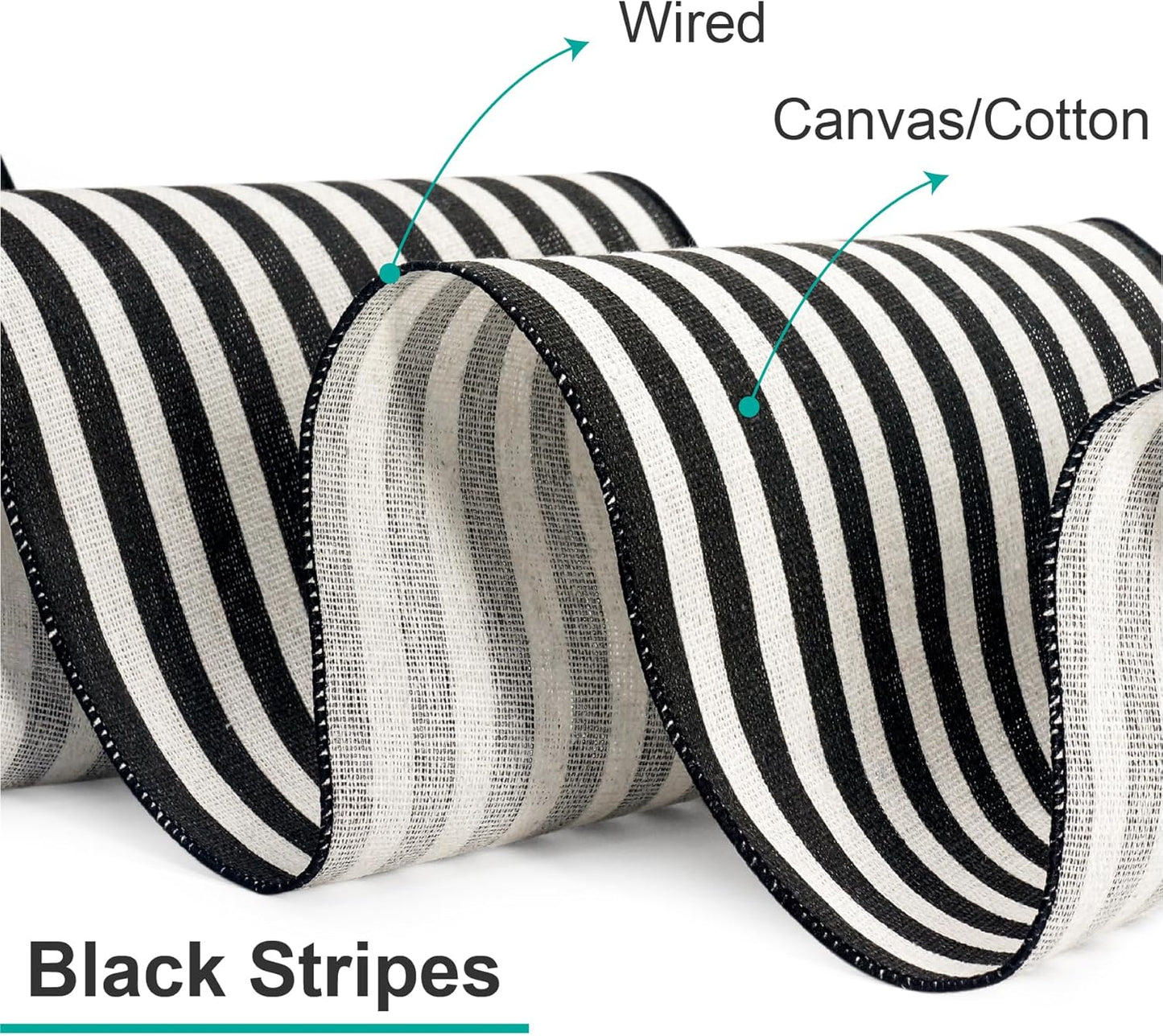 CT CRAFT LLC Striped Canvas Cotton Ribbon 4" x 10 Yards Ivory/Black Stripes for Thanksgiving Christmas Home Décor Gift Wrapping Outdoor Tree Topper Bow Wreath - Crafty Corner