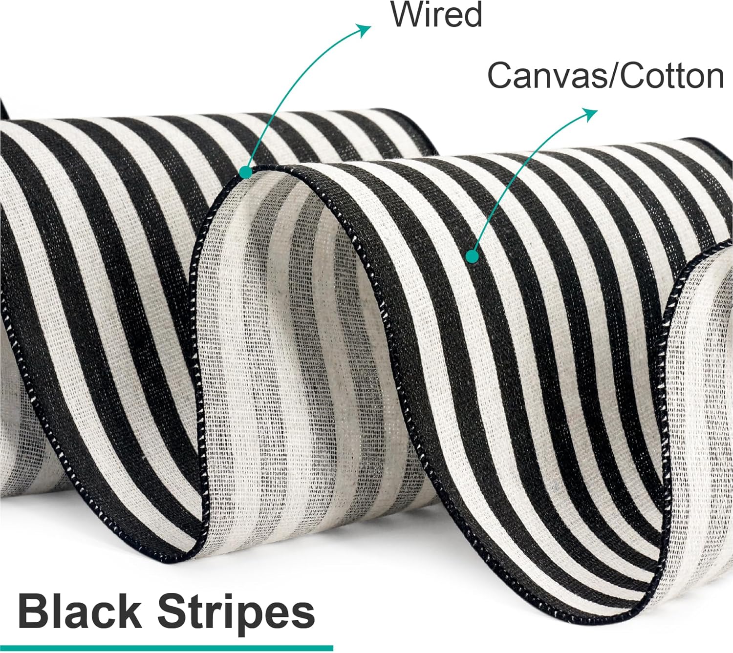 CT CRAFT LLC Striped Canvas Cotton Ribbon 4" x 10 Yards Ivory/Black Stripes for Thanksgiving Christmas Home Décor Gift Wrapping Outdoor Tree Topper Bow Wreath - Crafty Corner