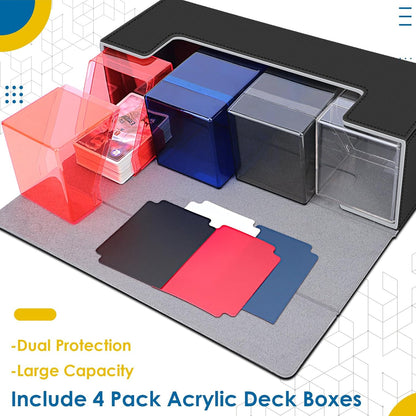 Card Deck Case for Trading Cards, Leather Magnetic Closure Commander Card Storage Box Holding 600+ Sleeved Cards Fit for YuGiOh, MTG and Sport Cards (1000 Card Deck Case)