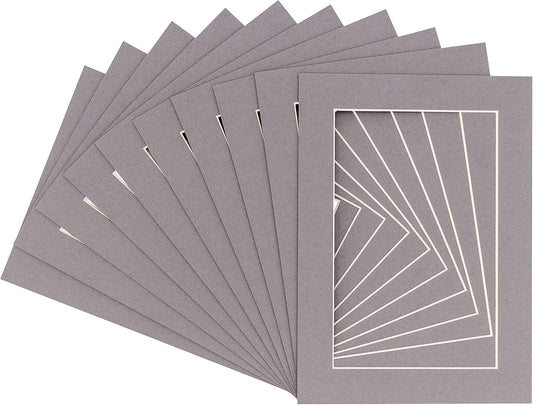 11x14 Mat for 8.5x11 Photo - Precut Charcoal Picture Matboard for Frames 11 x 14 Inches - Bevel Cut Matte to Display Art 8.5 x 11 Inches - Acid Free Pack of 100 MATS with Backing Boards & Clear Bags