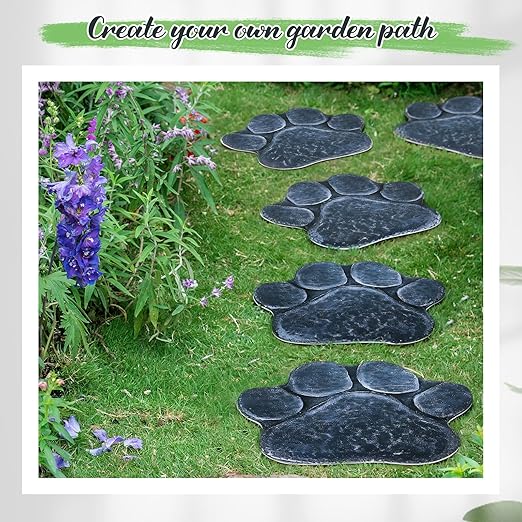 Yaocom 3 Pieces Dog Paw Garden Stepping Stones Garden Decor Cast Irons Dog Rocks Rustic Outdoor Stones Decorative Stone for Garden Walkway Outdoor Decoration, 12 Inch(Gray)