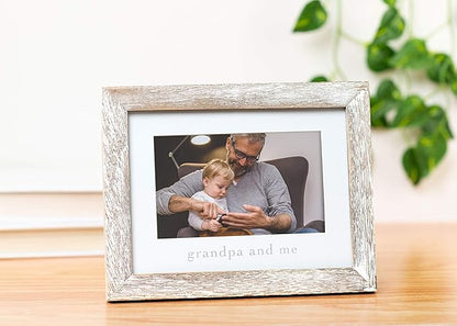 Pearhead Grandpa and Me Rustic Picture Frame, Gender Neutral Nursery Decor, Farmhouse Style Wall or Tabletop Display, Gift for New Dad or Grandfather, 4x6 Photo Insert, Distressed Wood