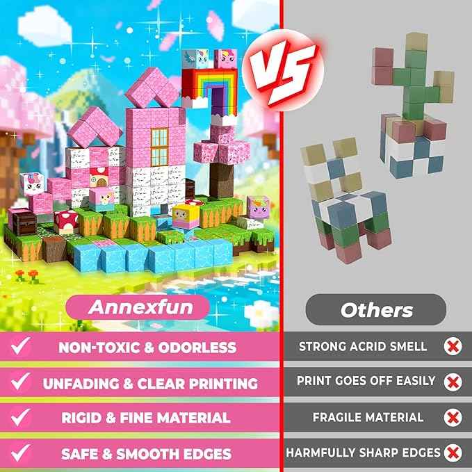 Magnetic Blocks - 150PCS Building Blocks Unicorn Cubes - Toys for Montessori Toddler Christmas Birthday Gifts - STEM Sensory Toys for 3 4 9 10 Year Old Girl