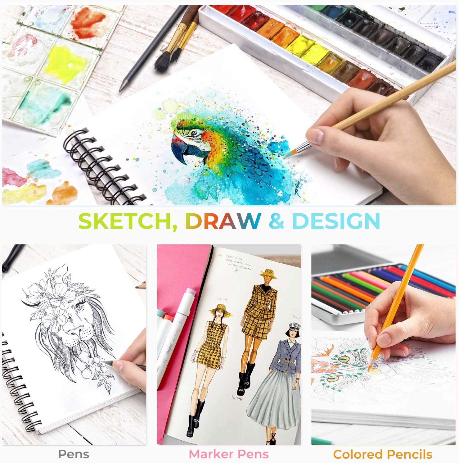 Mix Media Pad, Ohuhu Mixed Media Art Sketchbook, 120 LB/200 GSM Heavyweight Papers, 62 Sheets/124 Pages, Spiral Bound Mixed Media Paper Pad for Christmas Gift - Crafty Corner