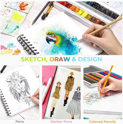 Mix Media Pad, Ohuhu Mixed Media Art Sketchbook, 120 LB/200 GSM Heavyweight Papers, 62 Sheets/124 Pages, Spiral Bound Mixed Media Paper Pad for Christmas Gift - Crafty Corner