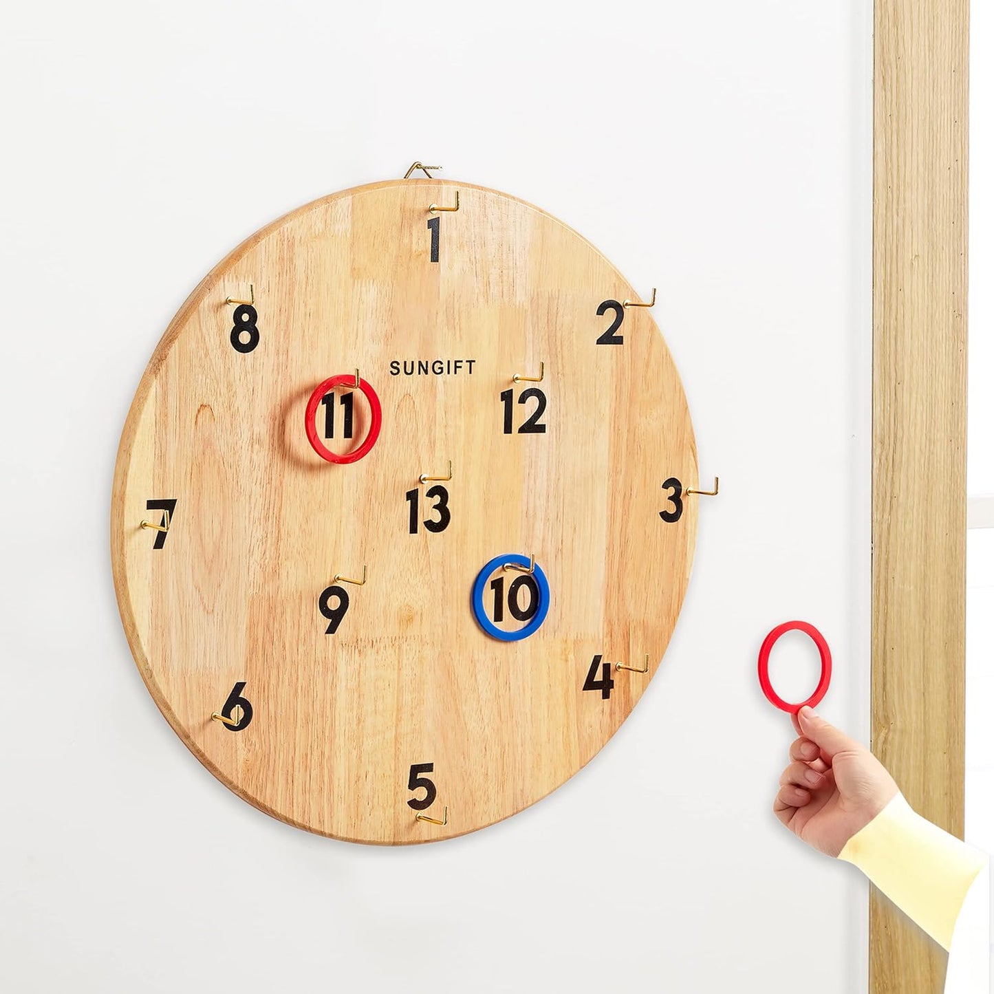 SUNGIFT Hook Ring Toss Game for Adults & Kids - Yard Hooky Ring Tossing Games - Hookie Wall Game Indoor & Outdoor Family Fun - Home, Party, Office, Camping & Backyard Games