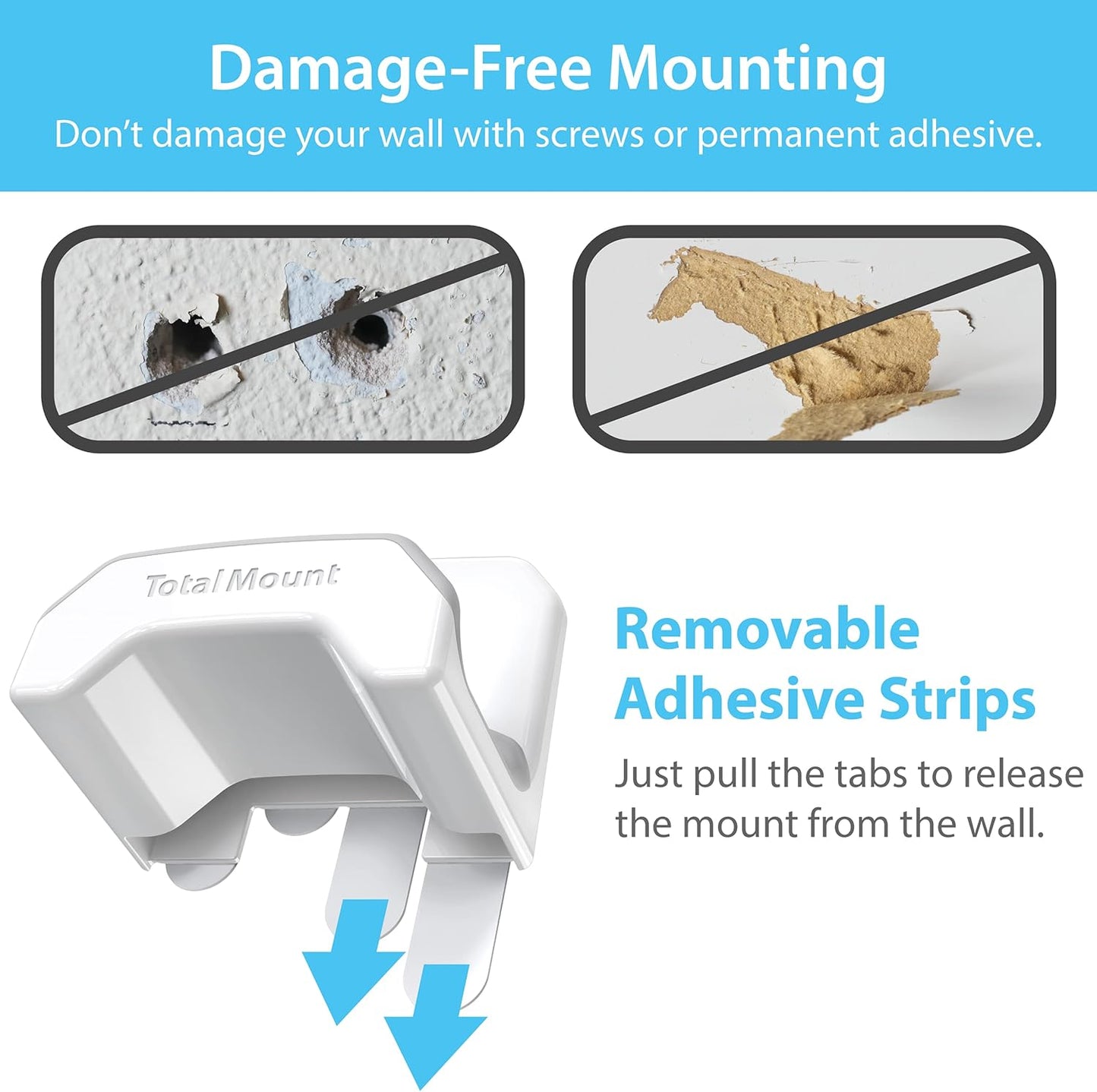 TotalMount Gaming Headset Hanger – Includes Removable Adhesive Strips for Easy, Damage-Free Wall, Desk, or PC Mounting (White Headphone Hook with Premium Silicone Cradle – One Pack)