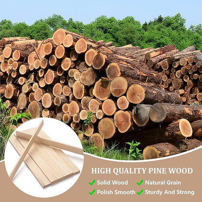 Wood Strips Slats for Wall, Wooden Sticks for Crafts 1/4" ×1.5" × 15", 15 PCS Wood Trim Planks Flat Lumber Boards Square Dowel Rods Wooden Dowels for Crafting, Woodworking, Model Making