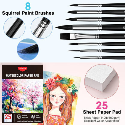 Watercolor Paint Set 168 Colors Including Metallic, Watercolor Kit with Case, Watercolor Paper, Paint Brushes, Palette and Accessories, Water Color Art Supplies Gift for Adults Kids Artists - Crafty Corner