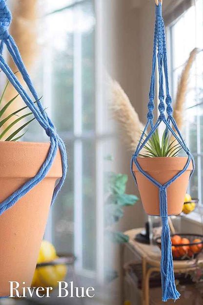 Aesthetic Creative Macrame Kit, Makes 3 DIY Plant Hangers for Teens & Adult Beginners, Craft Supplies for Boho Art Project-3 Custom Color Macrame Cord, Wooden Rings & Instructions