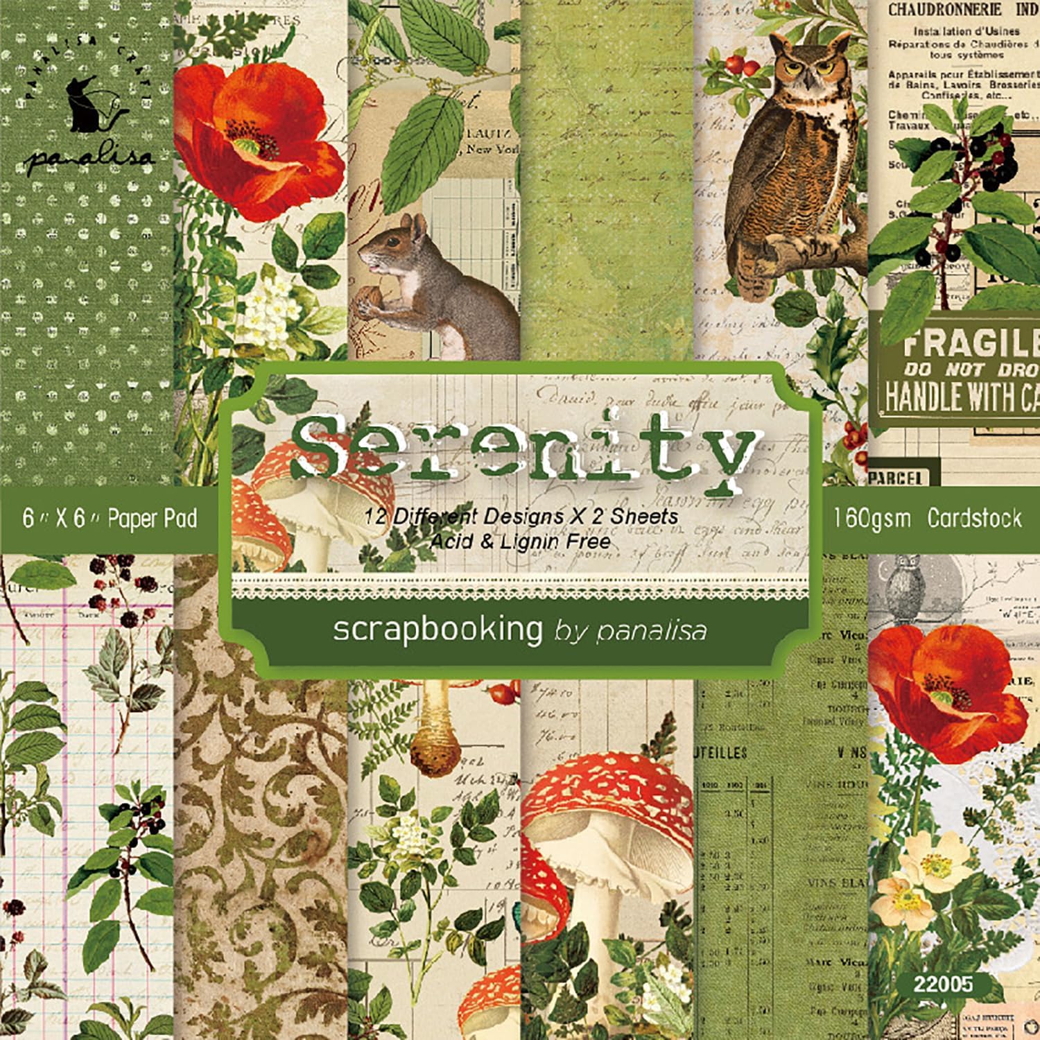 YASMEN Scrapbook Paper Pad 6x6, Vintage Patterned Cardstock, Single-Sided Decopodge, DIY Decorative Craft Paper, Scrapbooking Junk Journal Gift Card Making Supplies - 24 Sheets - Crafty Corner