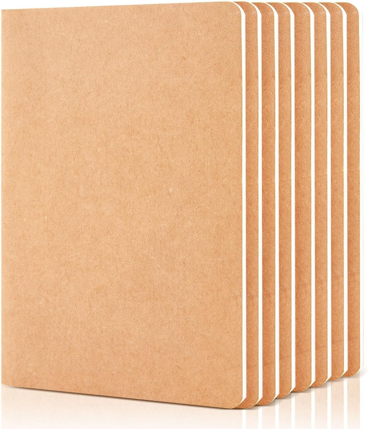 feela 8 Pack Unlined Kraft Paper Notebooks, Blank Journal Note Pad for Drawing Writing, Small Sketchbook Travel Journal Bulk for Women Kids Students Office School Supplies, A5, 60 Pages, 8.3” X 5.5” - Crafty Corner