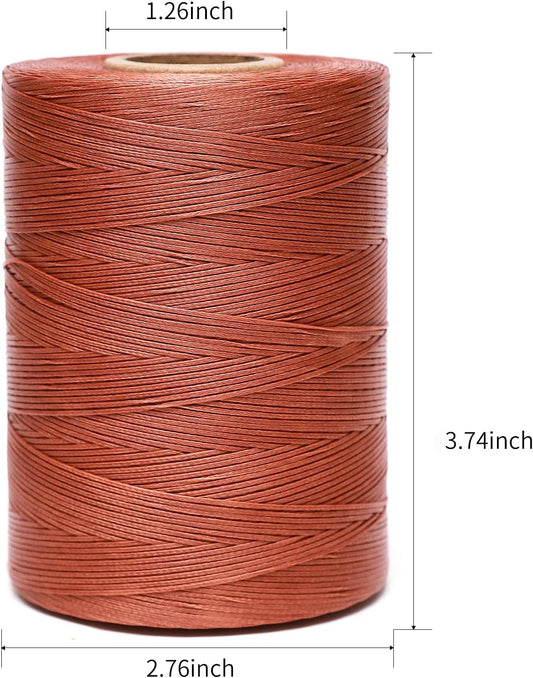 Waxed Thread,852Yards 150D 0.8mm Flat Polyester Wax Thread for Hand Sewing Leather Craft DIY Projects Shoes Repair Book Binding(Yellow Brown)