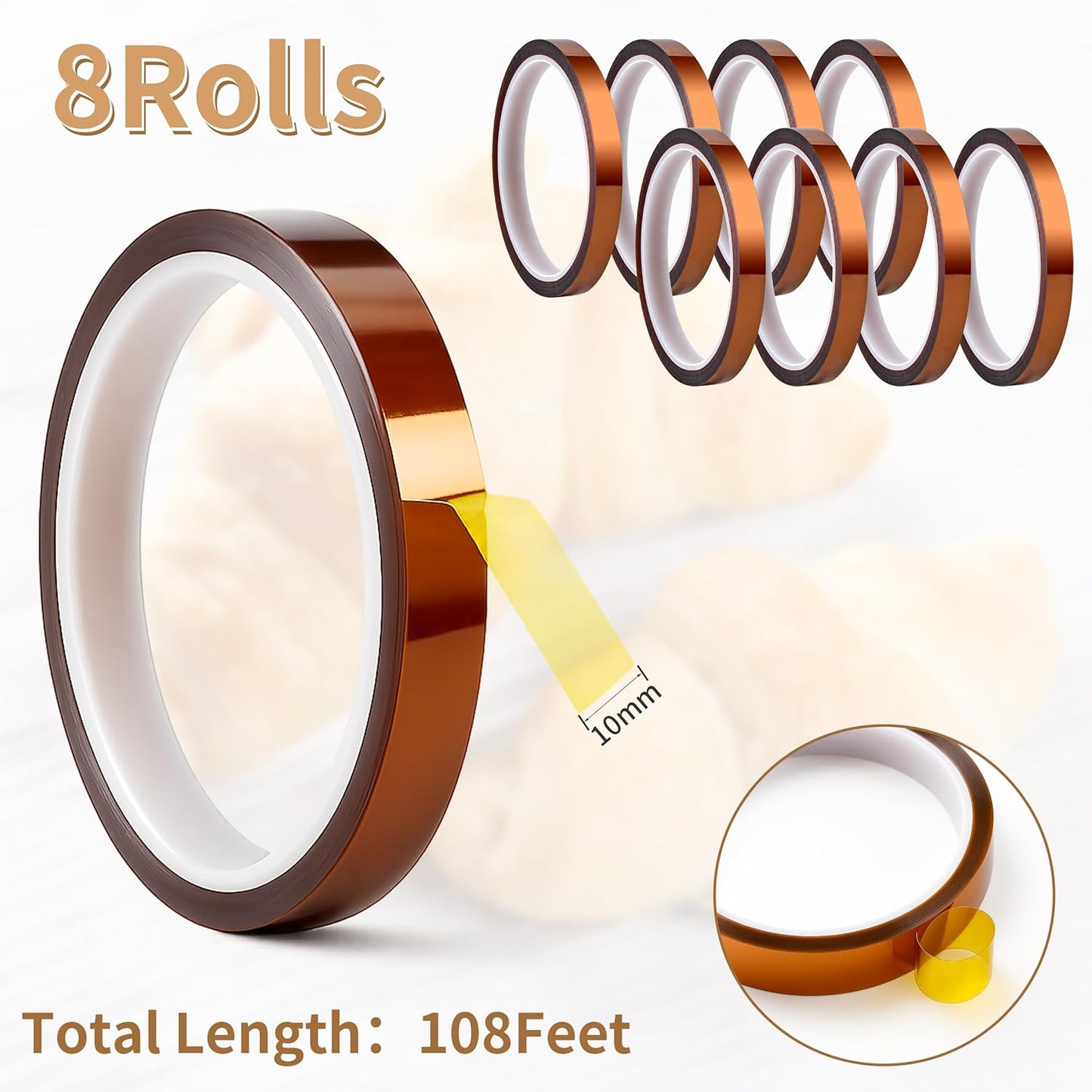 Teflon Sheets for Heat Press - 8 Pcs 16 in x 12 in Reusable and Non-Stick Teflon Paper with 8 Rolls Waterproof and Oilproof Heat Resistant Tape, No Residue with High Insulation for Printing