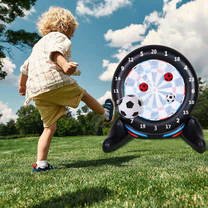 Inflatable Giant Kick Darts Games (Over 6ft Tall), Jumbo Outdoor Soccer Target Dartboard with Soccer Balls and Air Pump, Large Kick Game Carnival Games for Yard Family Kids Adults (Black)