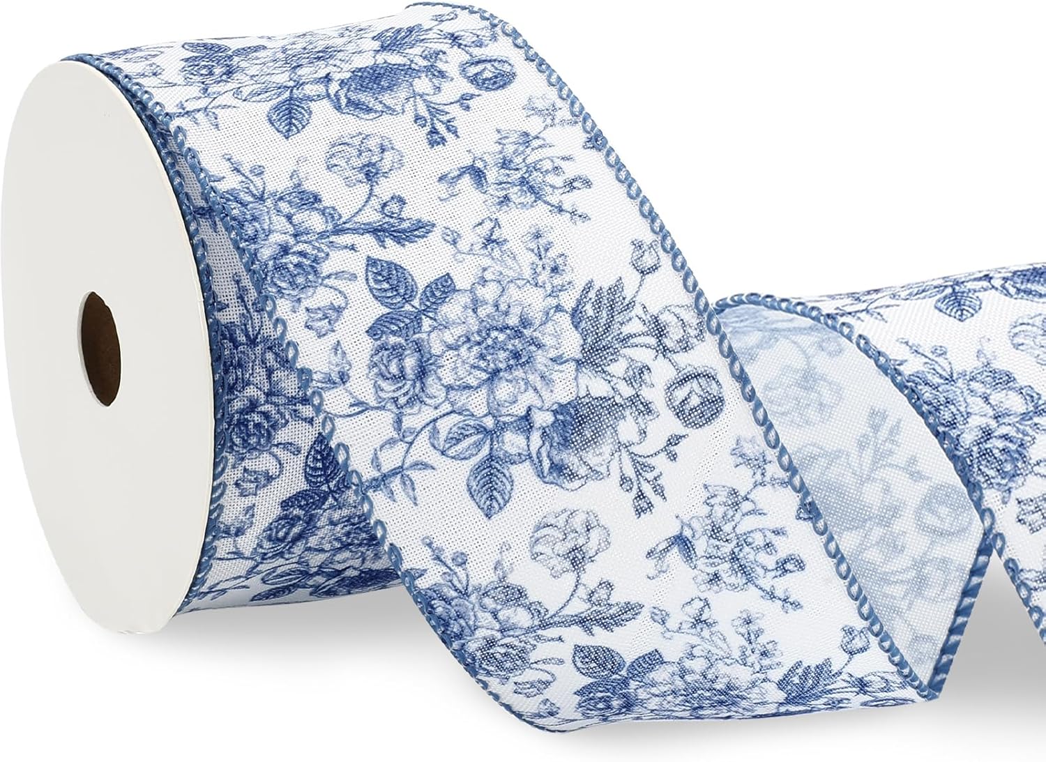 Generic AnyDesign Floral Wired Edge Ribbon Blue Flower Craft Ribbon Chinoiserie Decorative Fabric Ribbon for DIY Crafts Wreath Bow Making, 12 Yards - Crafty Corner