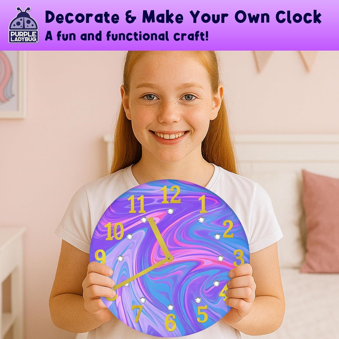 Paint Pouring DIY Clock Kit - Complete Decorate & Painting Kit for Kids 6-8 - Creative Arts & Crafts for Girls Age 10-12 - Christmas Boys & Girls Gifts 8-12 Years Old - Tween & Teen Girl Gifts Ideas - Crafty Corner