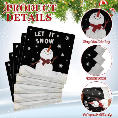 60 Pcs Snowman Cocktail Paper Napkins 6. 5 x 6. 5 Inches Disposable Paper Napkins Dessert Beverage Napkin for Decoupage Luncheon Napkin for Party Wedding Birthday