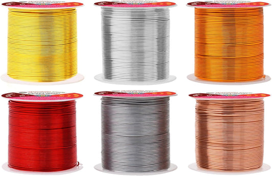 Mandala Crafts 20 Gauge Anodized Aluminum Craft Wire for Jewelry Making - 450 FT Colored Flexible Silver Copper Light Gold Gray Gold Red Wire - Bendable for Bonsai Armature Crafting Sculpting - Crafty Corner