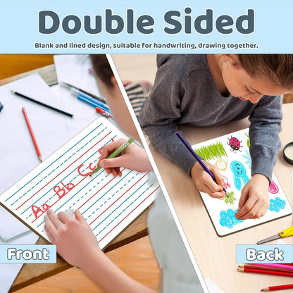 White Board Dry Erase Boards Classroom Pack Mini White Boards 9" x12” Double Sided Personal Whiteboards for Students Teachers School Supplies Lapboards (6Pack line whiteboard & Erasers & Pens)