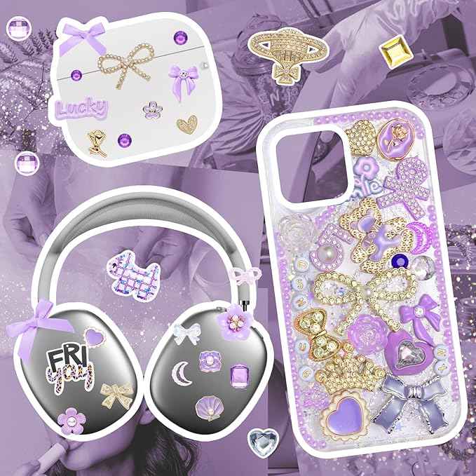EIiovcnya 2380 Pcs Junk Case Charms Kit - DIY Phone Charms & Nail Art Accessories Includes 3D Flatback Big Decorations, Cute Bows & Letter Beads for Customizing Cases, Crafts, Valentine's Day Gifts