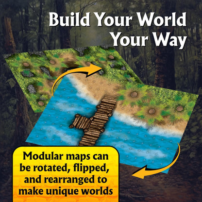 Arcknight The Uncharted Isles Roleplaying Battlemaps; 16 Modular RPG Maps in 8 Double-Sided Pages, 1" Square Grid, Modular & Versatile Design for Tabletop Gaming - for Dungeons & Dragons & Pathfinder