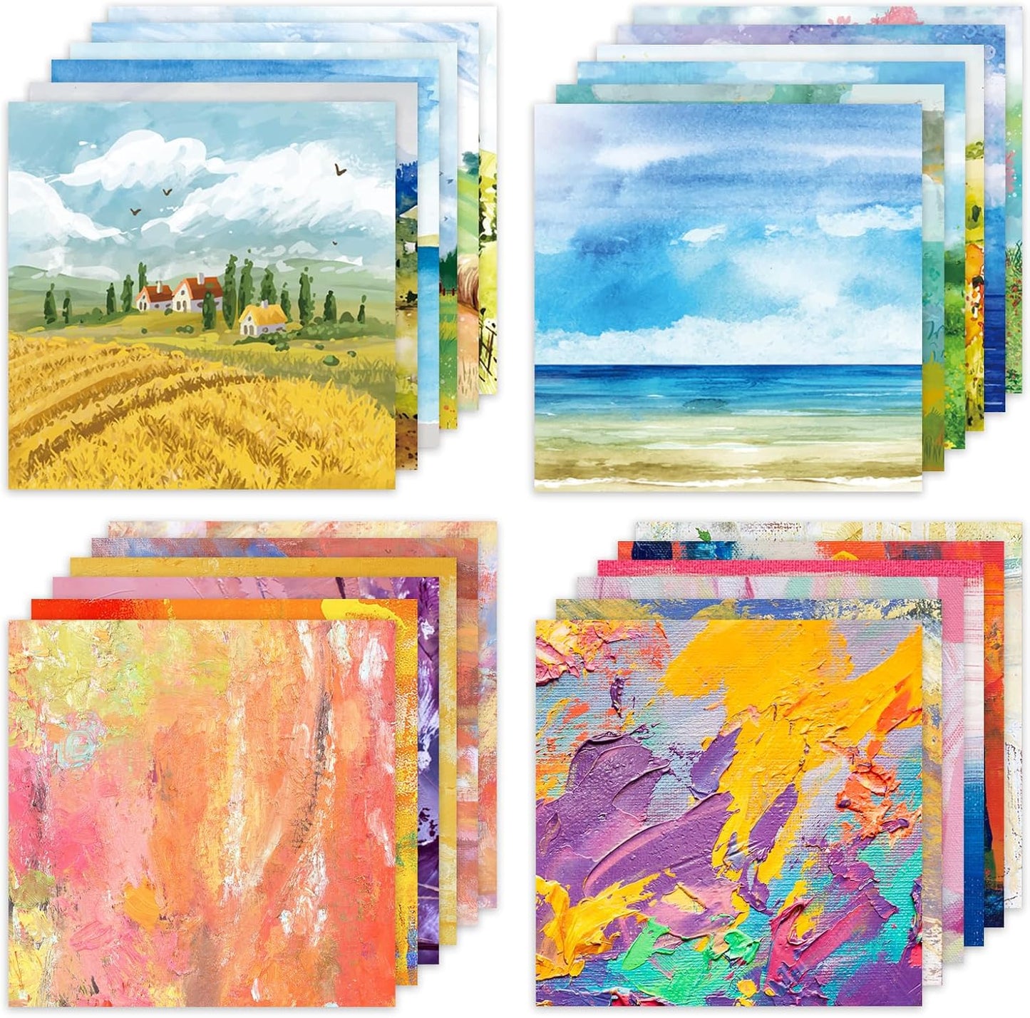 48 Sheets 24 Designs Scrapbook Paper Pad, 6"×6" Single-Sided Decopodge Craft Cardstock Paper,Scrapbooking DIY Decorative Background Cardmaking Supplies.Oil Painting&Landscape - Crafty Corner