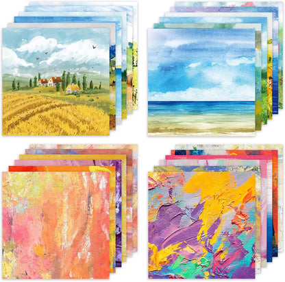 48 Sheets 24 Designs Scrapbook Paper Pad, 6"×6" Single-Sided Decopodge Craft Cardstock Paper,Scrapbooking DIY Decorative Background Cardmaking Supplies.Oil Painting&Landscape - Crafty Corner