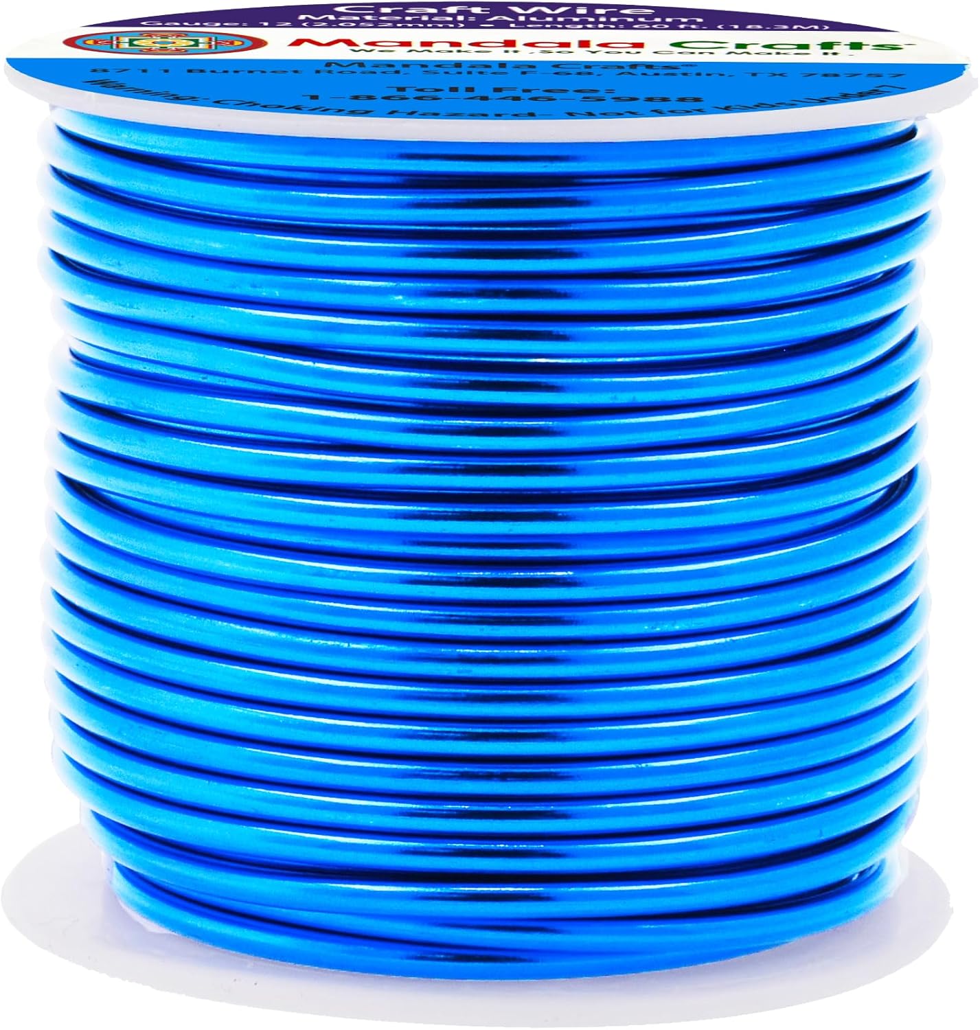 Mandala Crafts 12 Gauge Anodized Aluminum Craft Wire for Jewelry Making - 60 FT Colored Flexible Bondi Blue Wire - Bendable for Bonsai Armature Crafting Sculpting - Crafty Corner