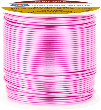 Mandala Crafts 18 Gauge Anodized Aluminum Craft Wire for Jewelry Making - 100 FT Colored Flexible Pink Wire - Bendable for Bonsai Armature Crafting Sculpting - Crafty Corner