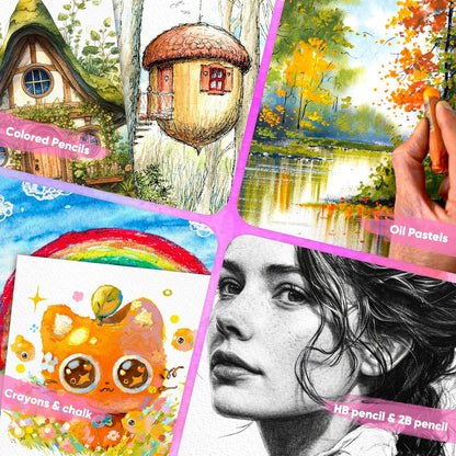 Watercolor Paper, Art Supplies for Adults Kids, 9"x12" Artist Sketch Easel Acrylic Painting Water Color Drawing Paper Bulk, Valentines Day Easter Gifts for 8 9 10 11 12 13 14 Year Old Teens Girl Boys