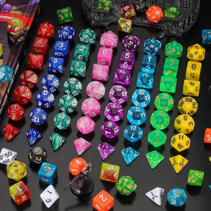 QMay DND Dice Set 15 X 7 Polyhedral Dice (105pcs) with 1 Large Flannel Bag, D&D Dice (D4 D6 D8 D10 D% D12 D20) for Dungeons and Dragons RPG MTG Table Games