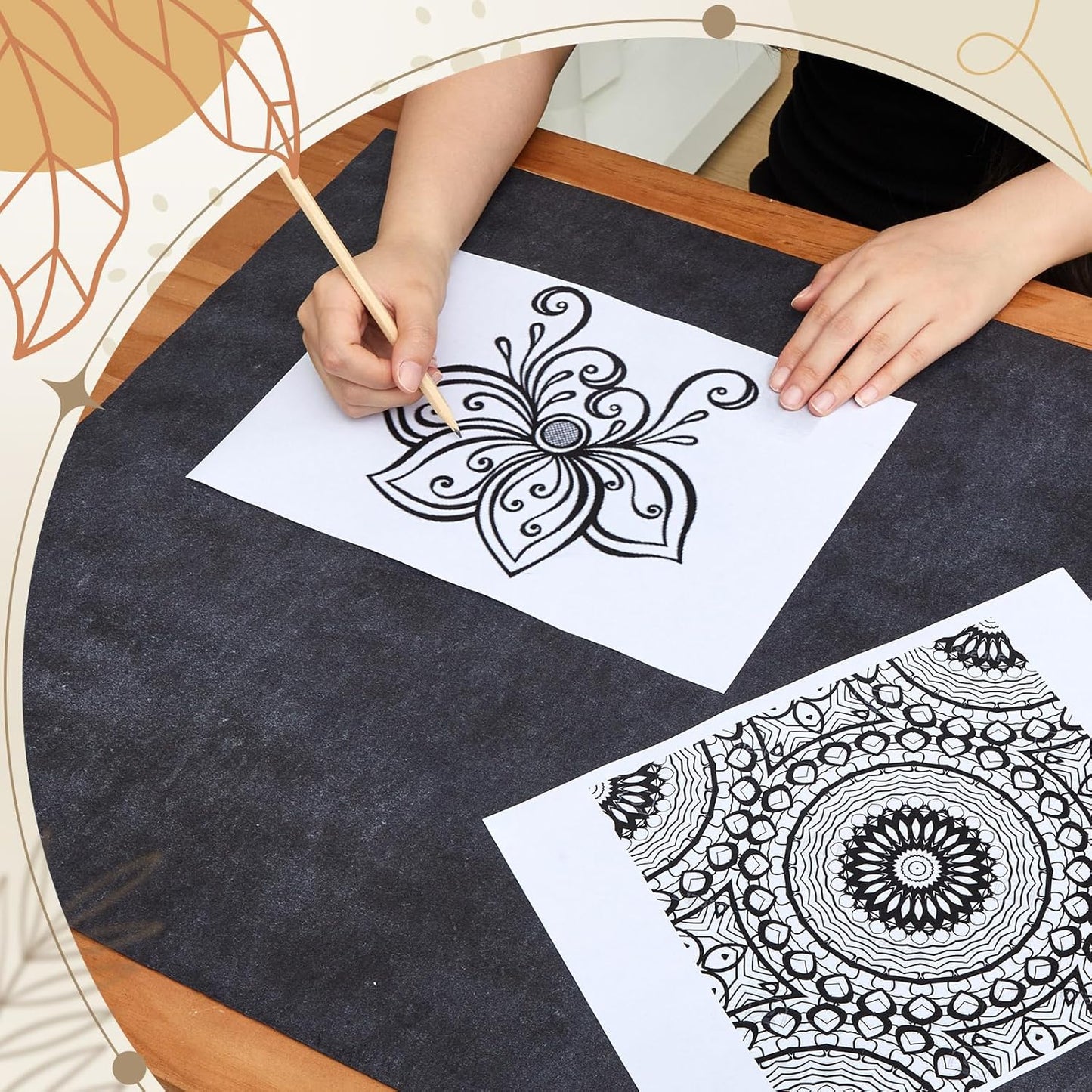 Dinifee 2 Sheets 23 ft Large Graphite Carbon Transfer Paper for Tracing Black Waxed Carbon Paper for Drawing Patterns on Wood Projects, Canvas Fabric and Crafts Supplies,1.6 ft Wide