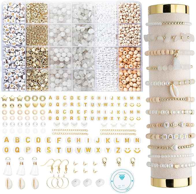Xylise Jewelry Making Supplies Kit Natural Stone Beads for Irregular Natural Stone with for DIY Craft Bracelet Necklace Earrings for Adults (White Jade)