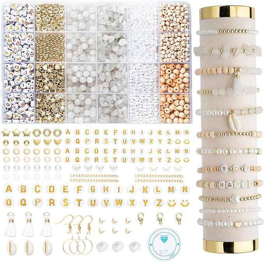 Xylise Jewelry Making Supplies Kit Natural Stone Beads for Irregular Natural Stone with for DIY Craft Bracelet Necklace Earrings for Adults (White Jade)