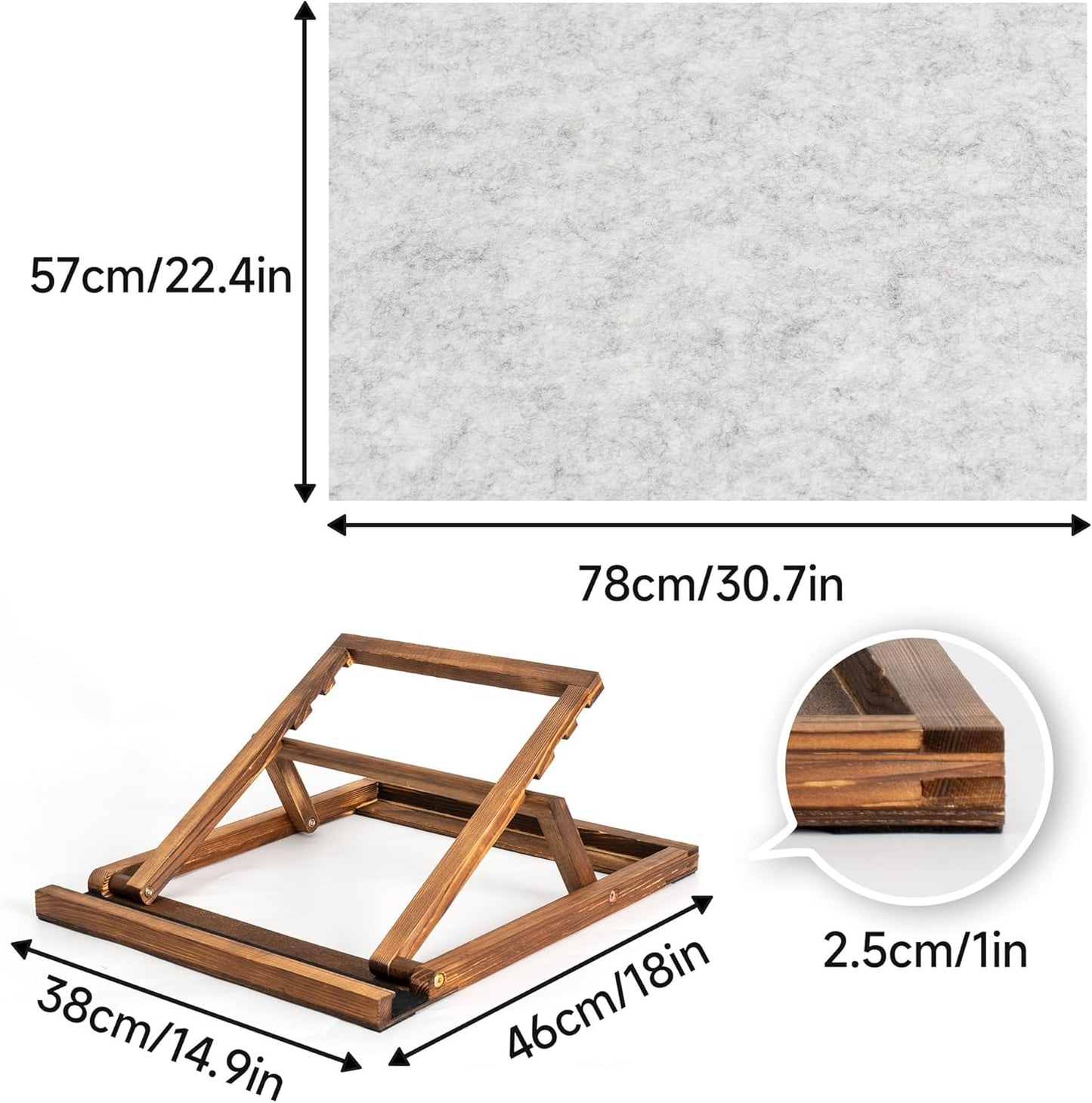 Tektalk Foldable Jigsaw Puzzle Board with 3 Angle Adjustable Bracket/Stand, Lightweight Portable Puzzle Mat Plateau with Wooden Easel, Foldaway Felt Puzzle Table, for Up to 1000 Pieces (Light Gray)