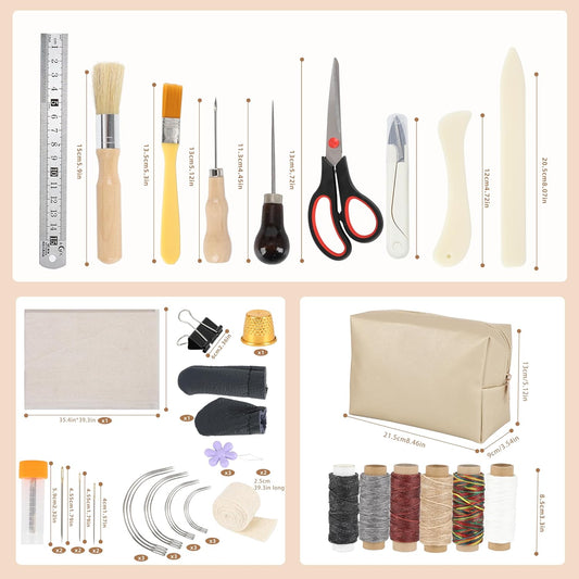50 Pcs Book Binding Kits, 15"x11.4" Inch Wooden Book Press,Books Binding Materials, with Bone Folder, Awl, Needles for DIY Bookbinding, BookRepair, Handmade Crafts