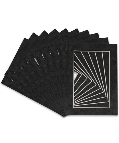 Pack of 25 Acid Free 11x14 Mats Bevel Cut for 8.5x11 Photos - Dark Grey Suede Precut Matboards With Backing Boards and Clear Photo Mat Bags For Pictures, Photos, Framing - 4-ply Thickness