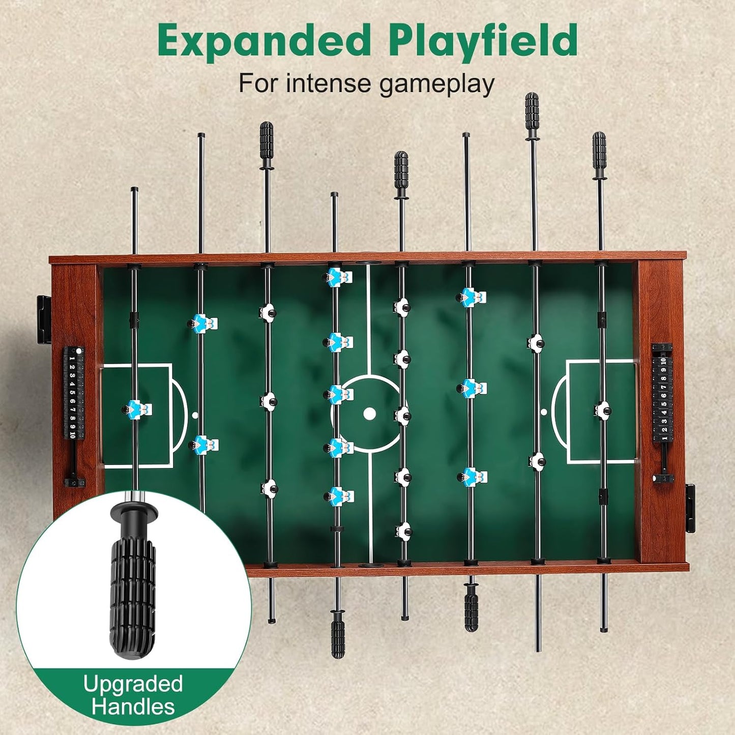 Foosball Table 48in, Competition-Sized Game Table for Home & Game Room – Includes 2 Balls & 2 Cup Holders – Classic Indoor Soccer Game