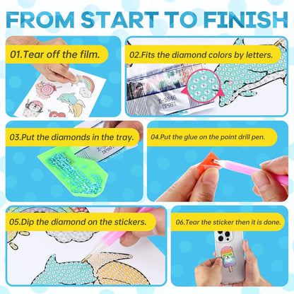 Cymbana 5D Painting Diamond Stickers Kits 25 Pcs Diamonds Dots Arts and Crafts for Kids Ages 6-8 8-12 Contains Unicorn, Mermaid, Cat