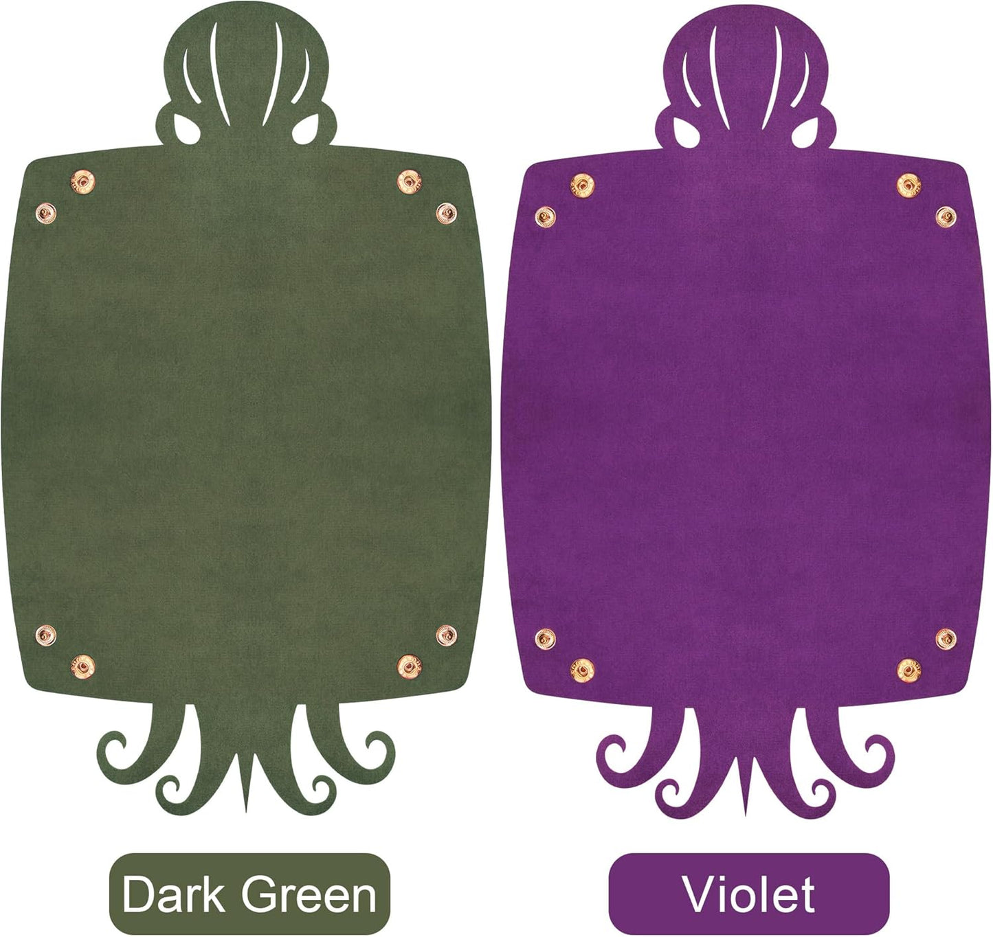 SIQUK 2 Pieces Octopus Dice Rolling Tray PU Leather Dice Mat Folding Scroll Dices Holder Trays for D&D RPG Games (Dark Green, Violet)