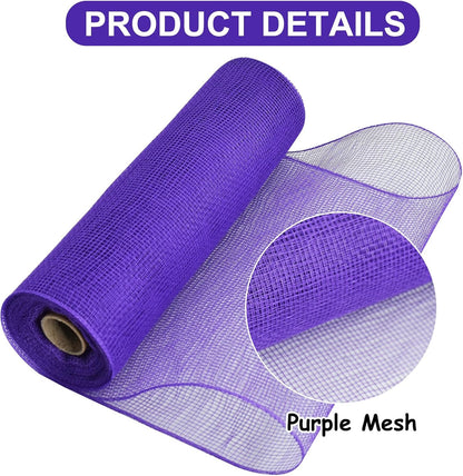 TONIFUL 2 Rolls 10 Inch Purple Decorative Mesh Ribbbon Rolls, Fabric Mesh for Mesh Wreath Supplies, Front Door Wreath Crafts Tree Decor Christmas NewYears Halloween Decoration (10 yds/roll) - Crafty Corner