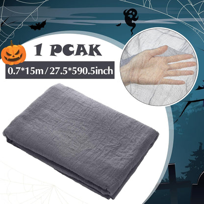 Boao Halloween Cheese cloth 27.56 x 590.55 Inch Gray Cheesecloth Roll for Crafts Large Cotton Muslin Gauze Fabric for Halloween Outdoor & Indoor Spooky Decoration