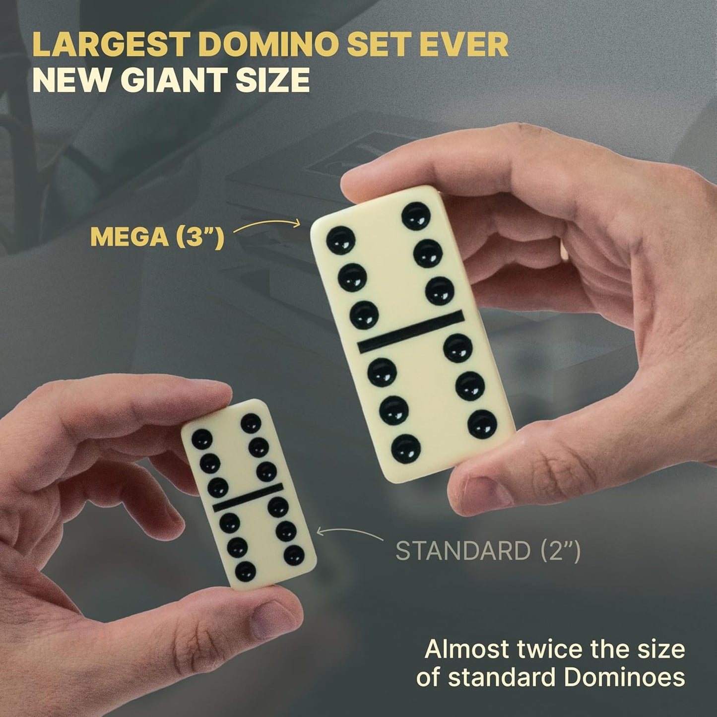 Mega Large 3" Dominoes Set for Adults and Kids – Dominoes Double 6 Classic Board Games – Double Six Domino Set with 28 Tiles and Gift Case, Juegos de Mesa (MEGA)