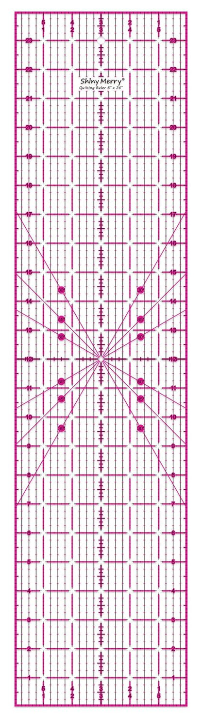 Quilting Ruler 6"x24",Non-Slip Clear Acrylic Sewing Ruler with Easy-to-Read Grid,Pink & Black Grid Design,Perfect for Fabric,Patchwork,Cutting & Sewing Crafts,Durable Tool for Quilting