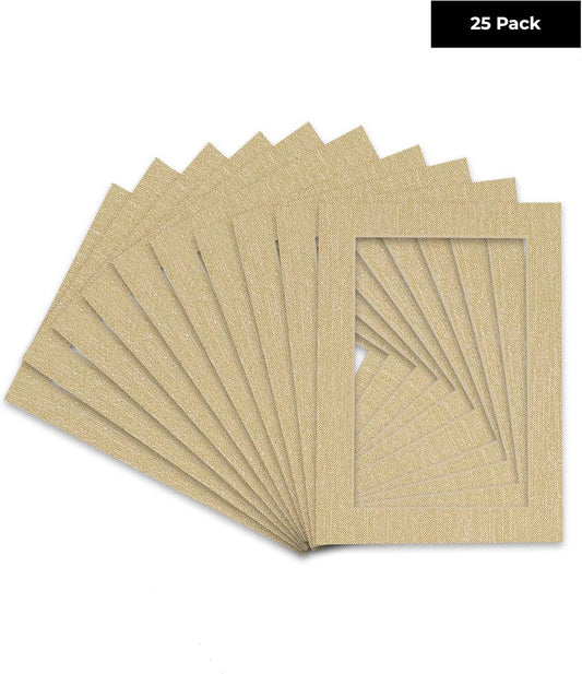Pack of 25 Acid Free 11x14 Mats Bevel Cut for 8.5x11 Photos - Fresh Linen Canvas Precut Matboards For Pictures, Photos, Framing - 4-ply Thickness