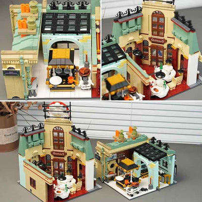 Enjbrick Parisian Garden Hotel & City Kitchen Building Set, 2376Pcs Modular House Architecture Kit Compatible with Lego, French Bistro Gourmet Chef Model, Romantic Street View Gift for Adults