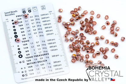 1.8 oz (50g, Approx. 600pcs) of Faceted Fire Polished Pressed Czech Glass Beads 4mm (0.16in), Crystal Copper Capri Apollo 00030-27101 BCV